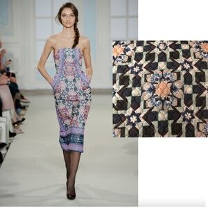 Temperley London blue Merida Tile strapless dress quilted silk structured bodice